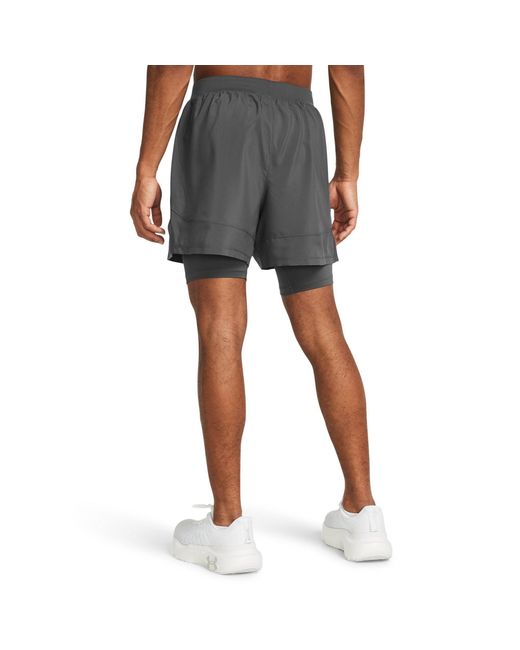 Under Armour Gray Ua Launch 2-In-1 5In Shorts for men