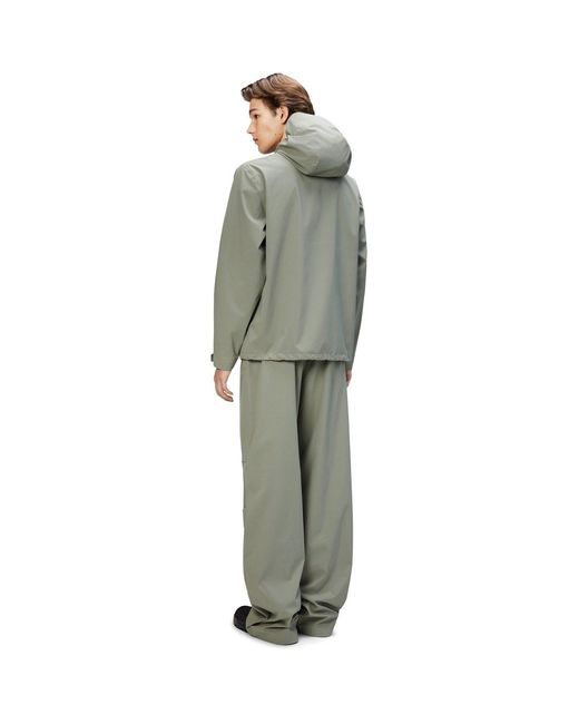 Rains Green Suva Hardshell Waterproof Windproof Long Sleeve Rain Anorak for men