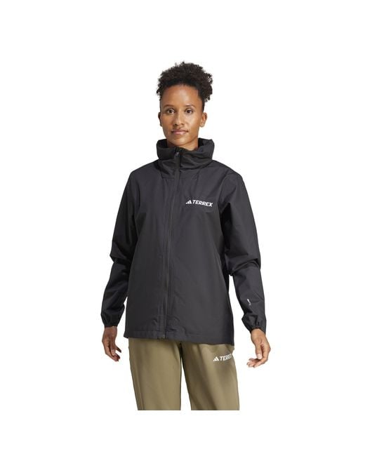 Adidas Blue Multi Essentials Hooded Long Sleeve Waterproof Jacket