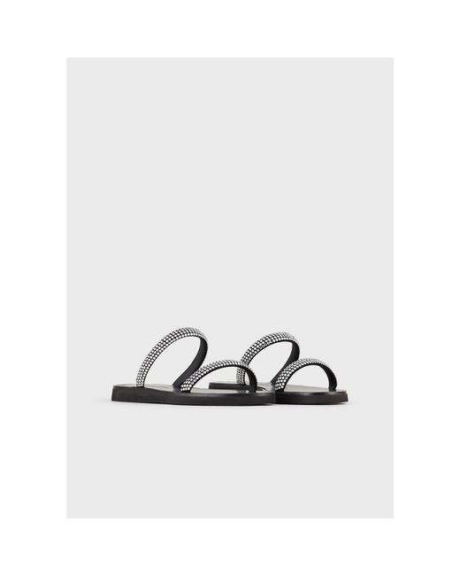 Emporio Armani White 2-Strap Flat Sandals
