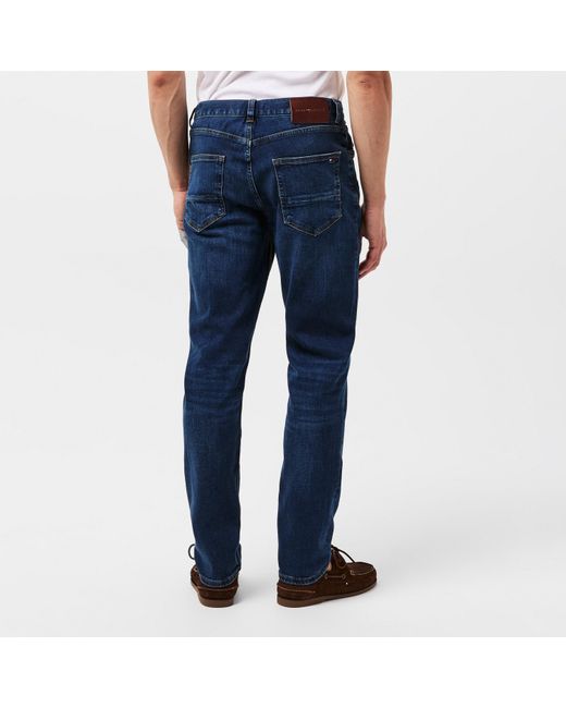 Tommy Hilfiger Blue Denton Whiskered Straight Leg Jeans for men