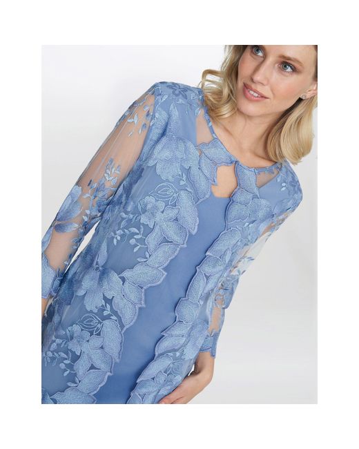 Gina Bacconi Blue Savoy Embroidered Lace Mock Jacket