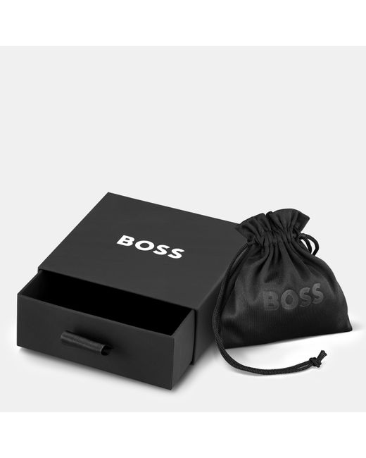 Boss Black Seal Braided 3Mm Leather Bracelet for men