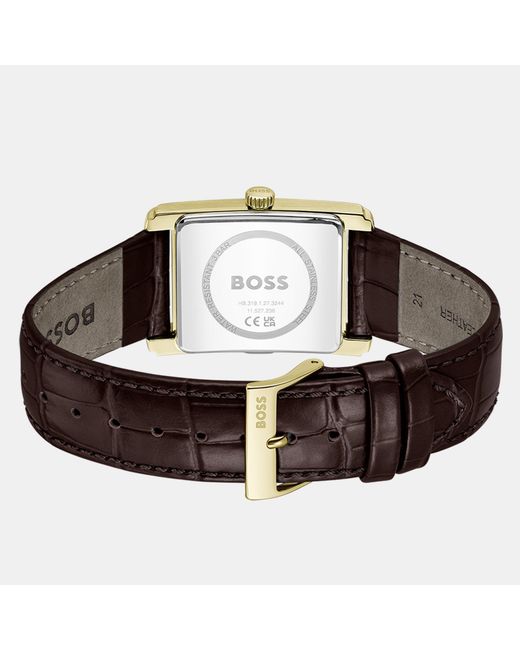 Boss Metallic Gents Principle Dress Watch With Leather Strap for men