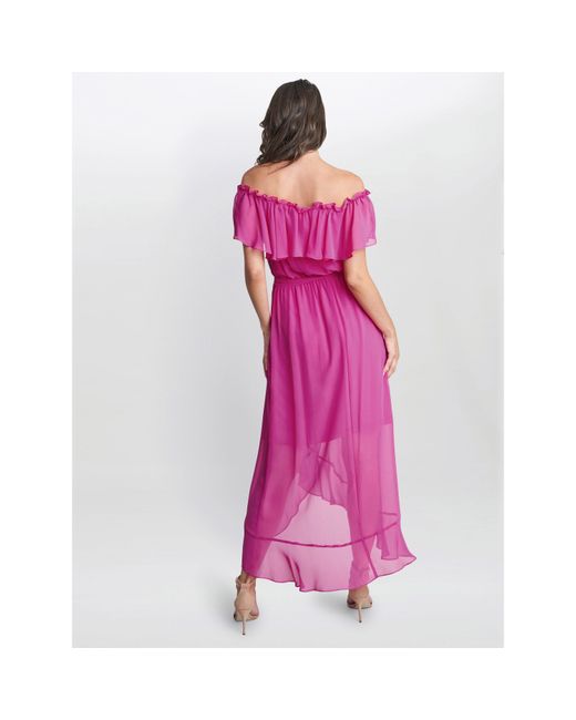 Gina Bacconi Pink Paisley Off The Shoulder Maxi Dress