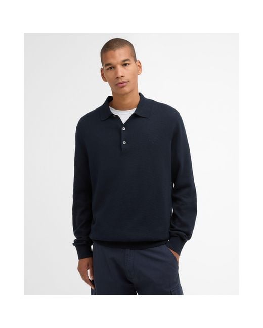 Barbour Blue Knitted Polo for men