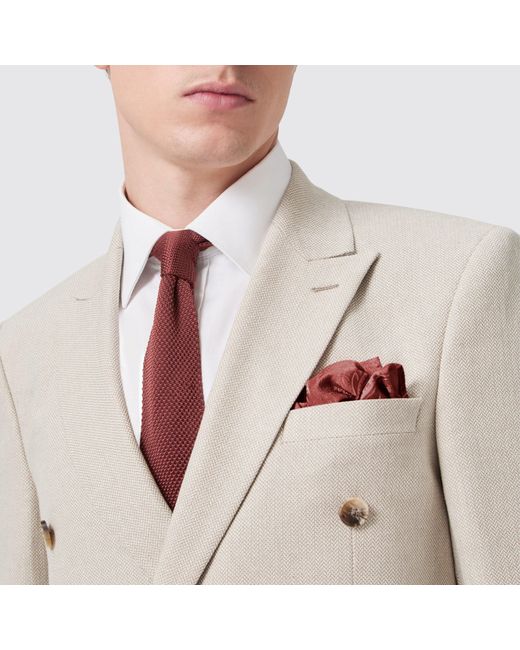 Twisted Tailor Natural Sion Slim Fit Db Herringbone Jacket for men