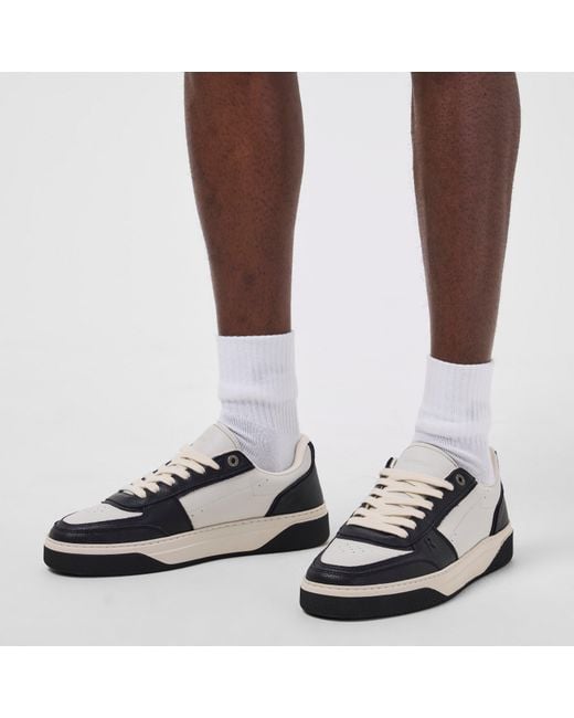 Represent Black Initial Leather Lace Up Low-Top Trainers for men