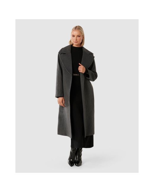 Forever New Black Priya Wrap Overcoat
