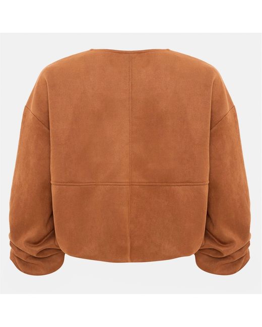 I Saw It First Brown Faux Suede Bubble Hem Jacket