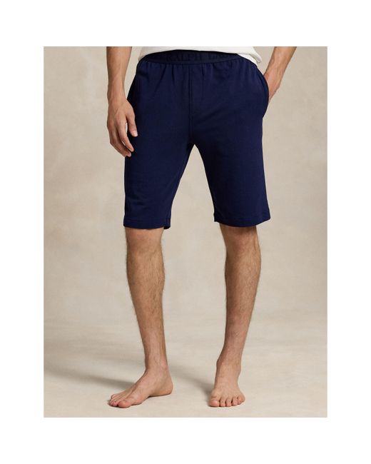 Polo Ralph Lauren Blue Tonal Taped Waistband Jersey Relaxed Fit Jogger Shorts for men
