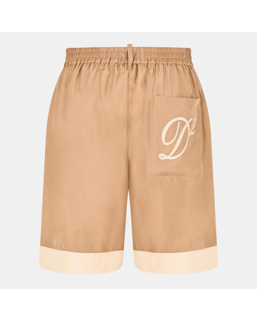 DSquared² Natural Dsq Bowling Woven Tracksuit Shorts for men