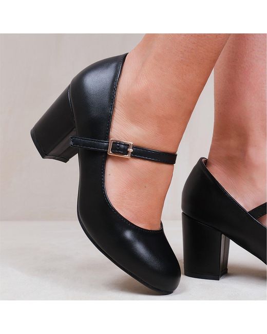 Where's That From Black Araceli Block Heel Pumps