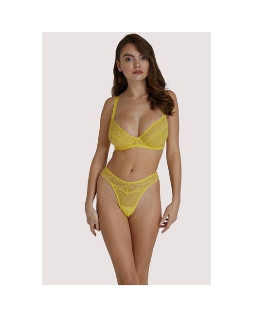 Wolf & Whistle Yellow Ariana Everyday Lace Thong