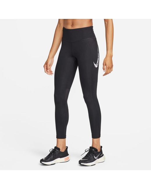 Nike Blue Swoosh Fast Mid-Rise 7/8 Leggings