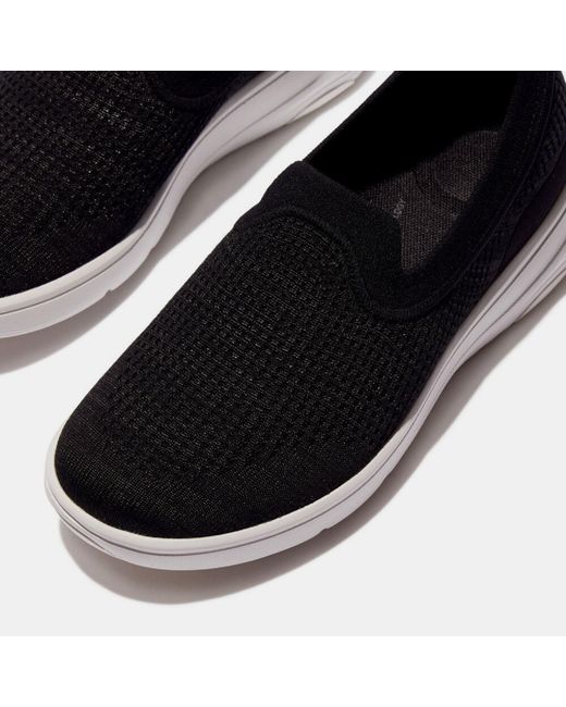 Fitflop Black Super-Q Knit Slip-Ons