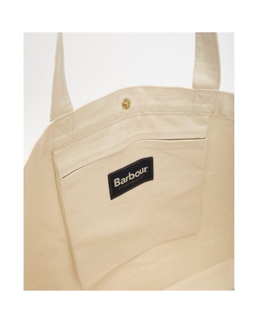Barbour White Script Tote Bag