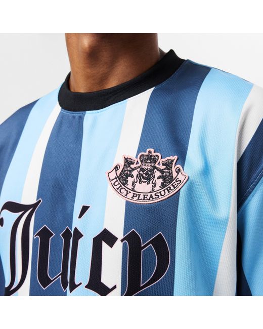 Pleasures Blue X Juicy Couture Striped Sport T-Shirt for men