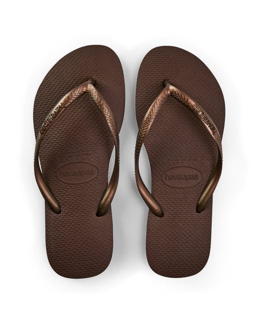 Havaianas Brown Slim Dark Metal Flip Flops