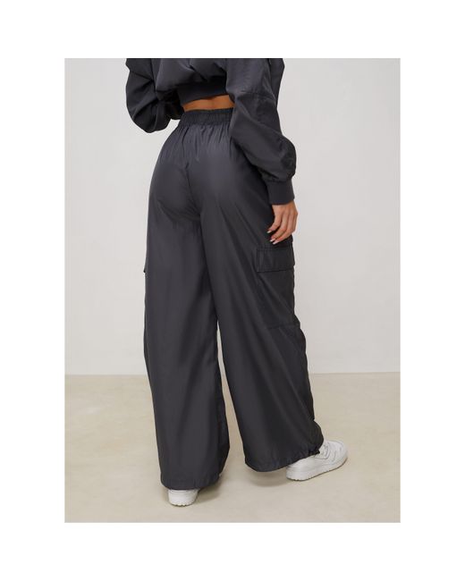 Gym King Gray Satin Cargo Open Hem Fleece Jogger