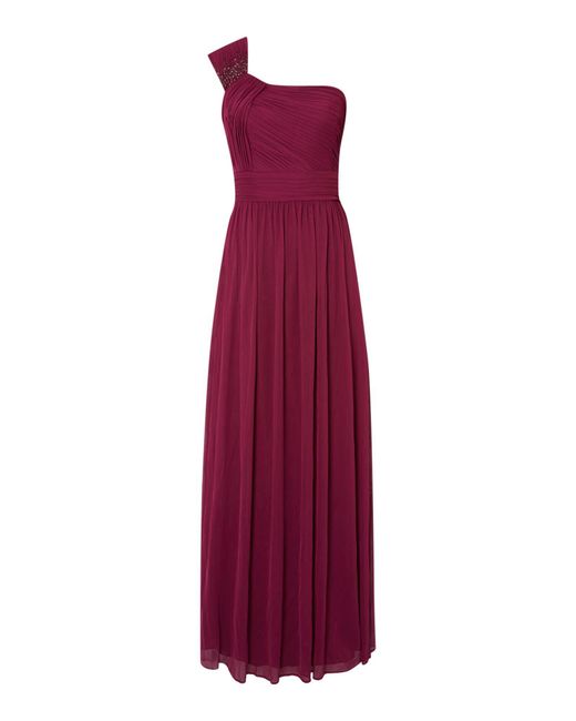 JS Collections Purple One Shoulder Dress With Pleated Detail