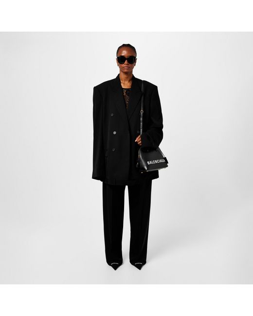 Balenciaga Black Double Breasted Wool Long Sleeve Blazer