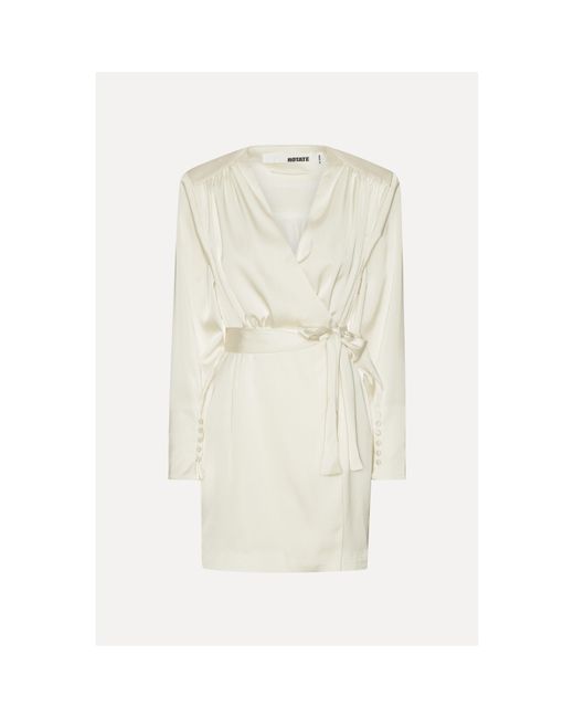 ROTATE BIRGER CHRISTENSEN Natural Samantha Mini Wrap Dress