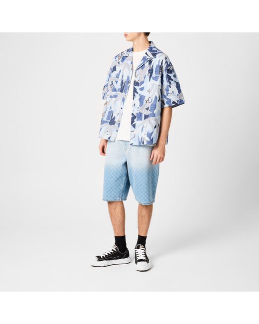 KENZO Blue Hawaiian Short Sleeve Patterned Shirt for men
