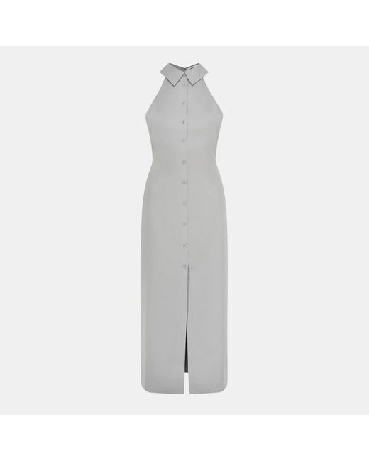 Odd Muse Gray Shirt Collar Midi Dress