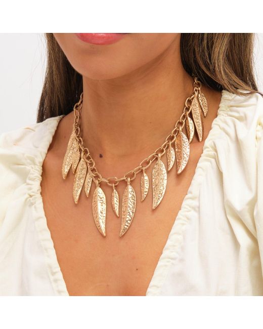 Mood Metallic Plated Leaf Necklace