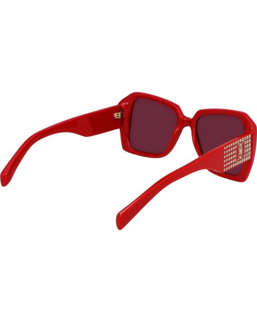 Karl Lagerfeld Red Uv Protection Rectangle Sunglasses