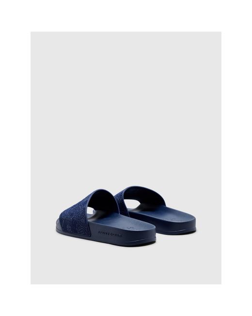 Pretty Green Blue Pg Okala Embossed Pool Sliders for men