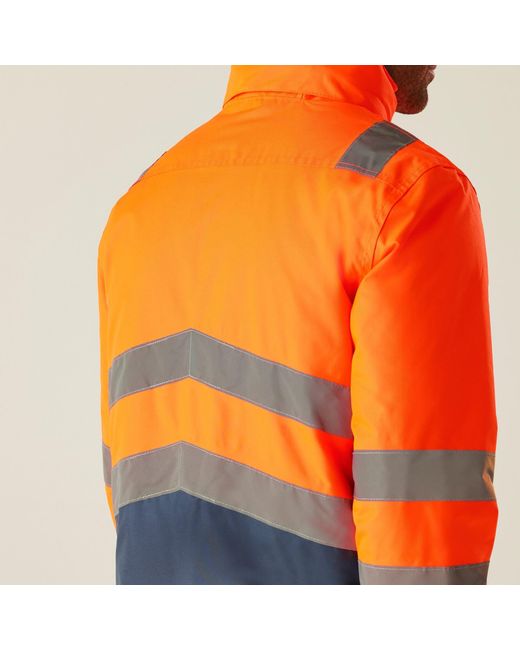Regatta Orange Waterproof Hi-Vis Bomber Jacket for men