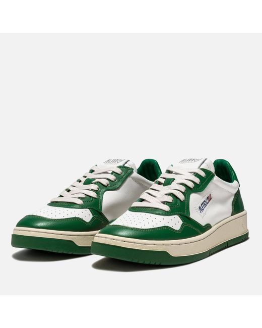 Autry Green Bicolour Leather Court Trainers for men