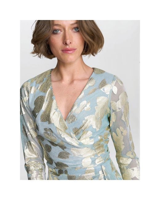 Gina Bacconi Blue Kamala Foil Maxi Dress