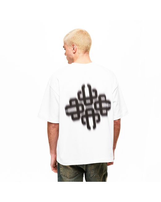 The Couture Club White Blurred Oversized Fit Oversized T-Shirt for men