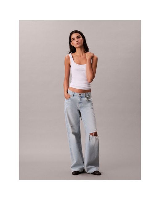 Calvin Klein White Ckj Mono Scoop Vest