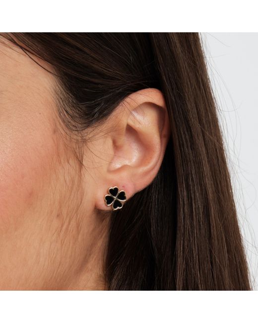 Jon Richard Metallic Plated And Jet Enamel Clover Stud Earrings
