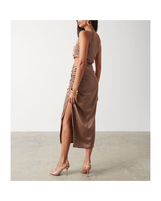 Pretty Lavish Natural Cut Out Structured Fit Dress
