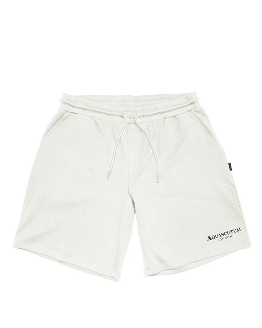 Aquascutum White Fleece Jogger Shorts for men