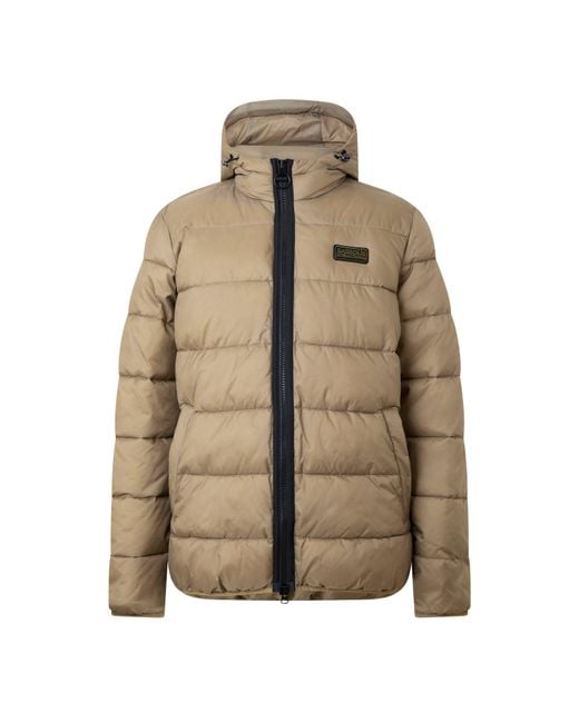 Barbour Natural Bobber Quilted Fixed Hood Short Puffer Jacket for men