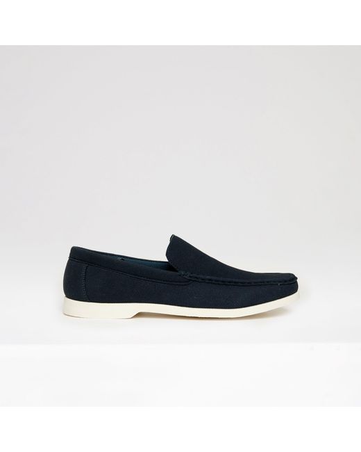 Threadbare Blue Faux Suede Slip On Loafers for men