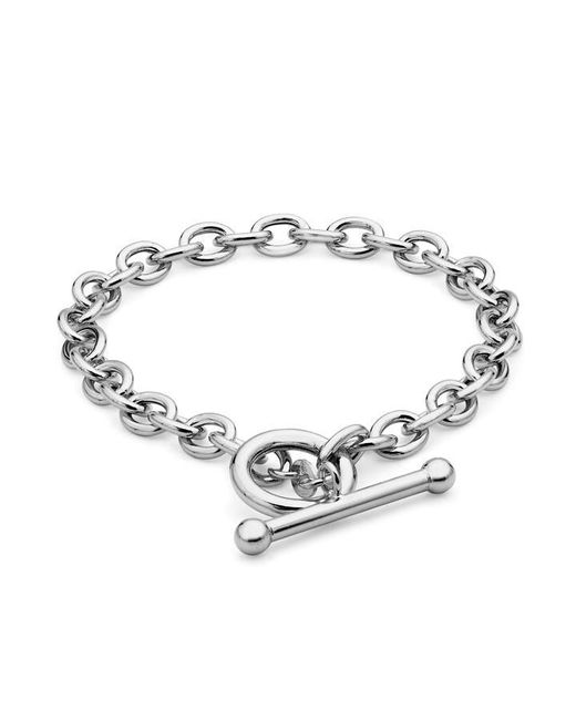 Be You Metallic 9ct White Gold Oval Link T-bar Bracelet