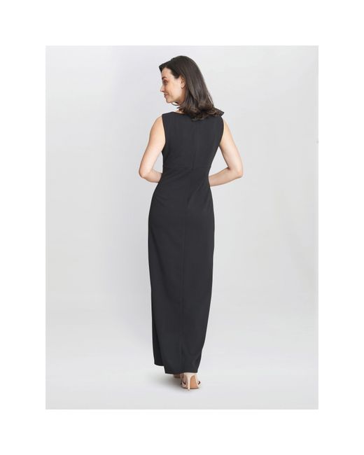 Gina Bacconi Blue Merle Bow Shoulder Maxi Dress