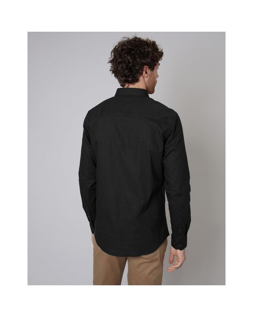 Threadbare Black Long-Sleeve Plain Shirt for men