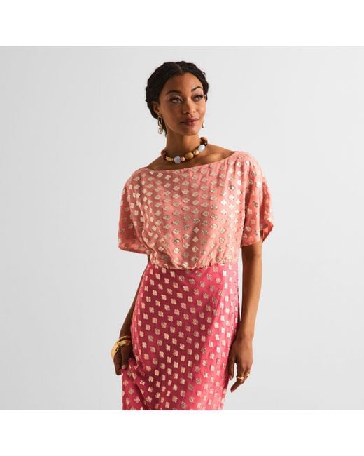 Never Fully Dressed Red Tilly Jacquard Maxi Dress