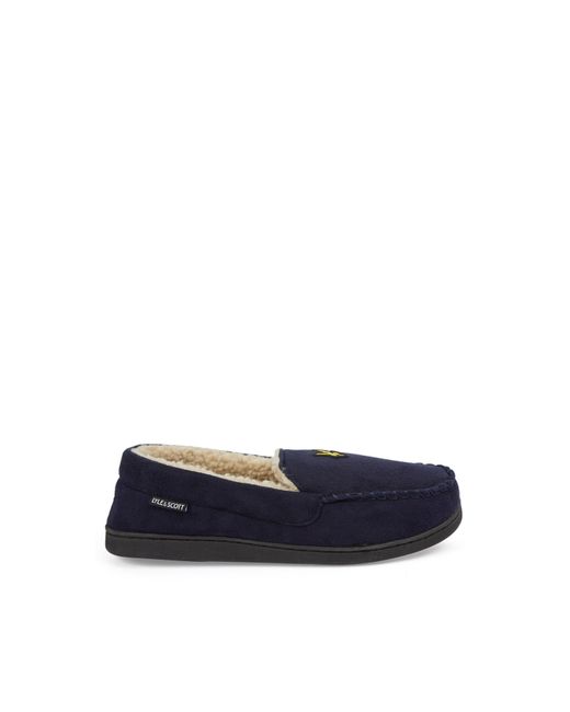 Lyle & Scott Blue Aspen Moccasin Slipper for men