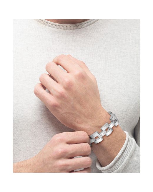 Boss White Sway Chain Stainless Steel Bracelet for men