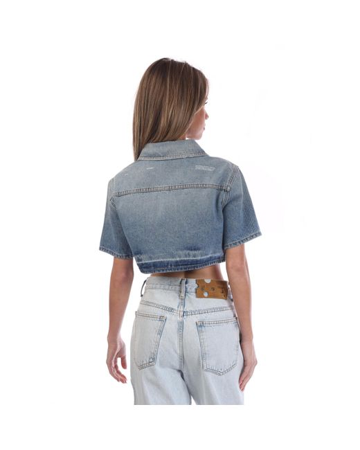 Off-White c/o Virgil Abloh Blue Corporate Cropped Shirt