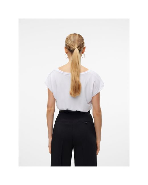 Vero Moda White Filli Short-Sleeve V-Neck Regular Fit T-Shirt